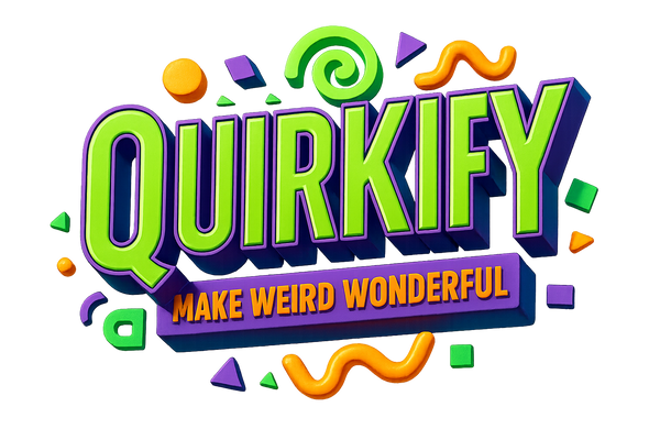 Quirkify “Make Weird Wonderful” make logo strong, 3D , del backgound